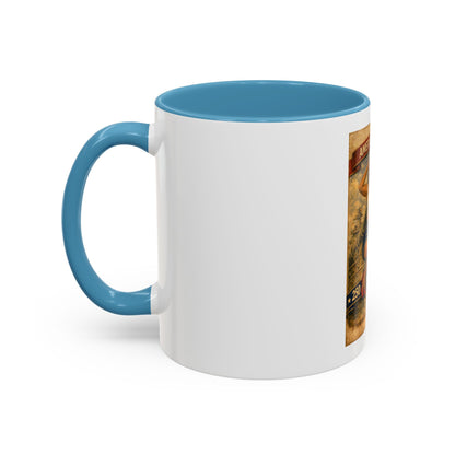 Accent Coffee Mug — Vintage 'American Women 250 Years of Big Guns' Pin-Up Military Design (11oz, 15oz)