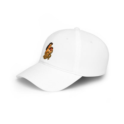 Vintage Pinup Baseball Cap — "One More Kiss" Retro Tattoo Style Low Profile Hat