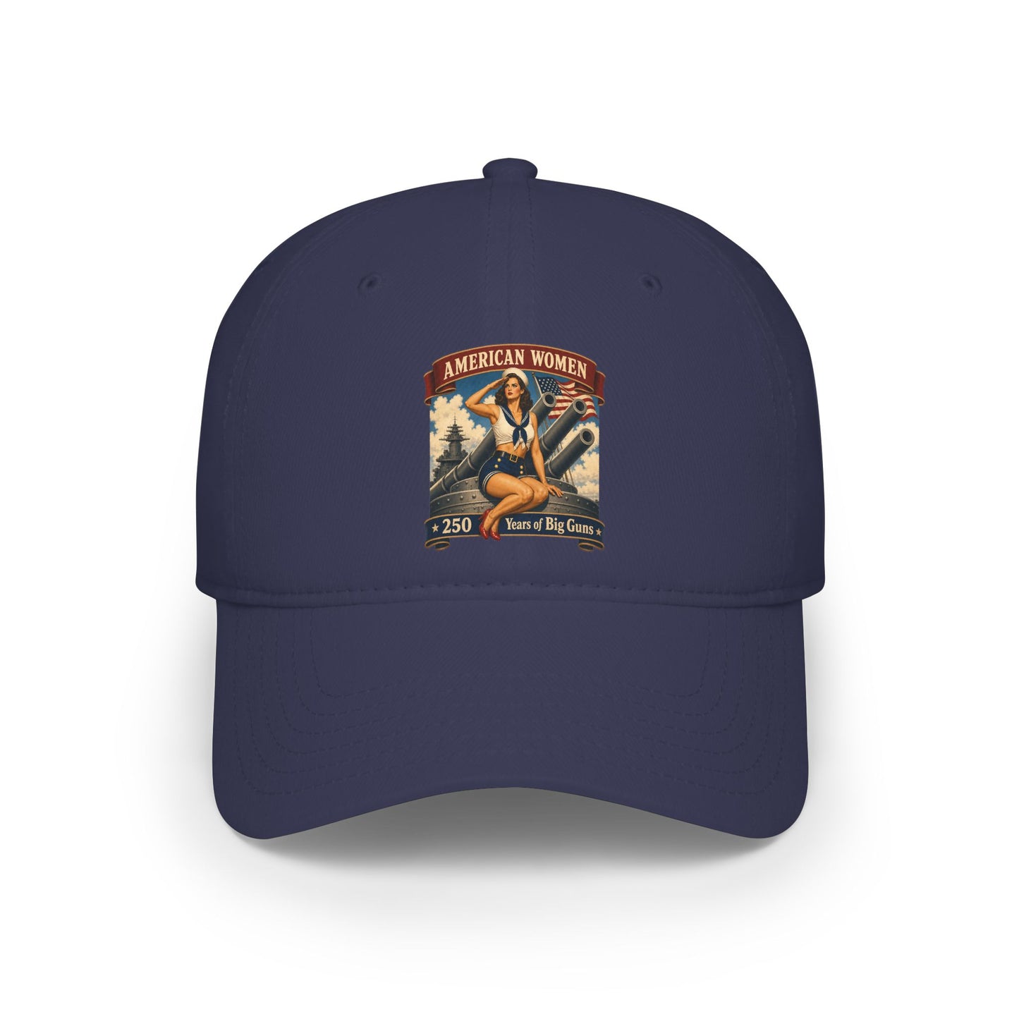 Low Profile Baseball Cap — "American Women" Vintage Pin-Up Patch