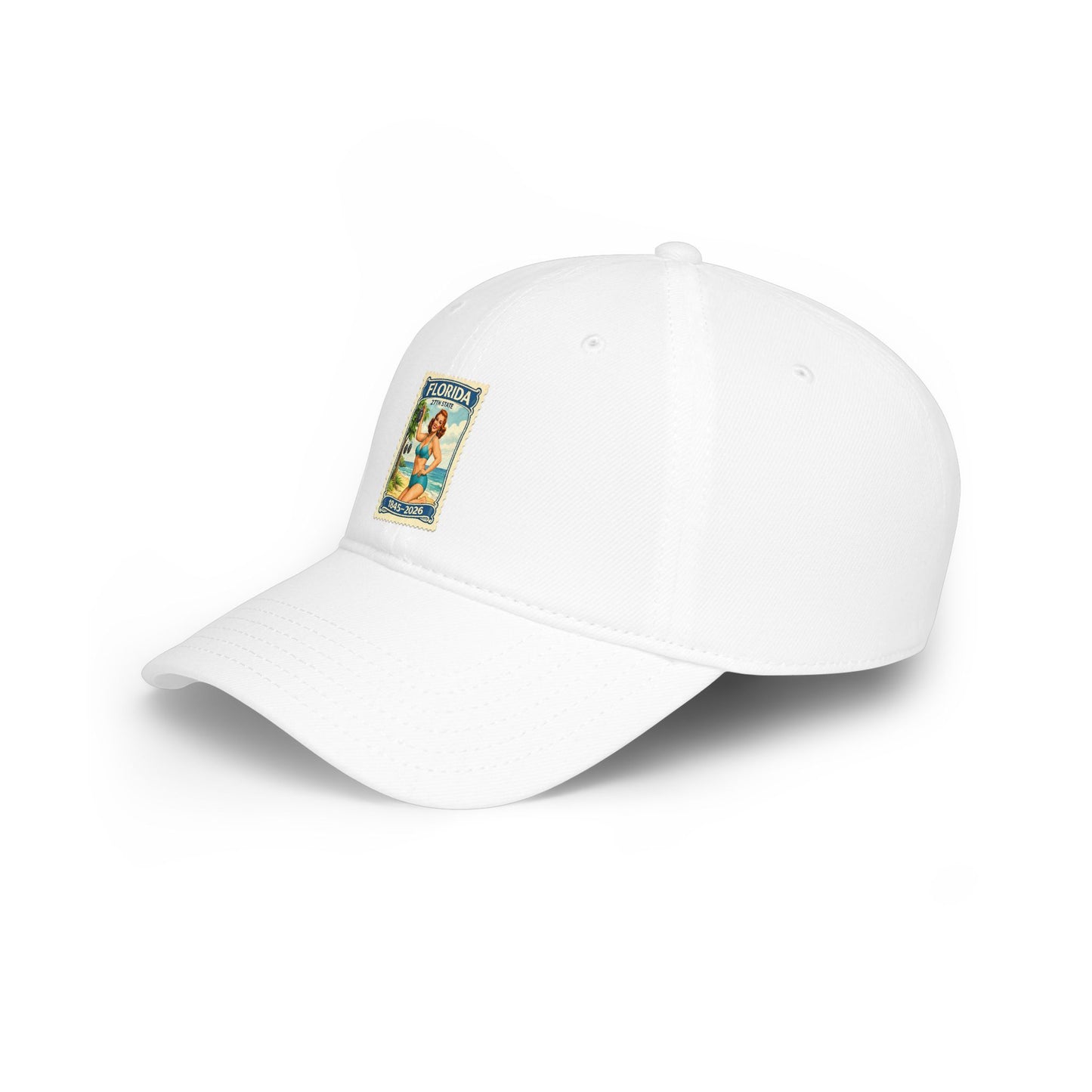 Florida Vintage Pinup Baseball Cap — Retro Beach Stamp Design