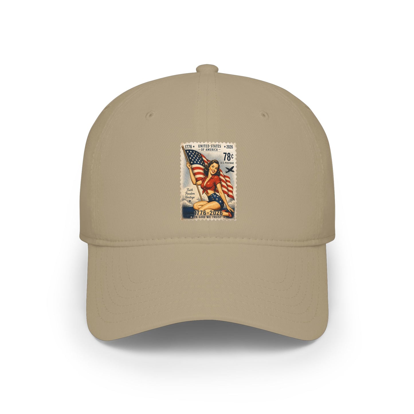 Vintage American Flag Stamp Low Profile Baseball Cap