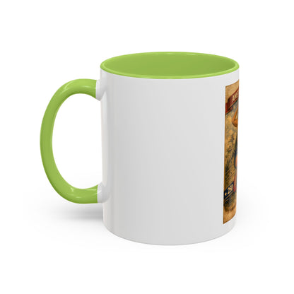 Accent Coffee Mug — Vintage 'American Women 250 Years of Big Guns' Pin-Up Military Design (11oz, 15oz)