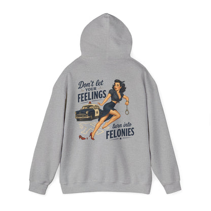 "Don't Let Your Feelings Turn Into Felonies" Retro Pin-Up Hoodie