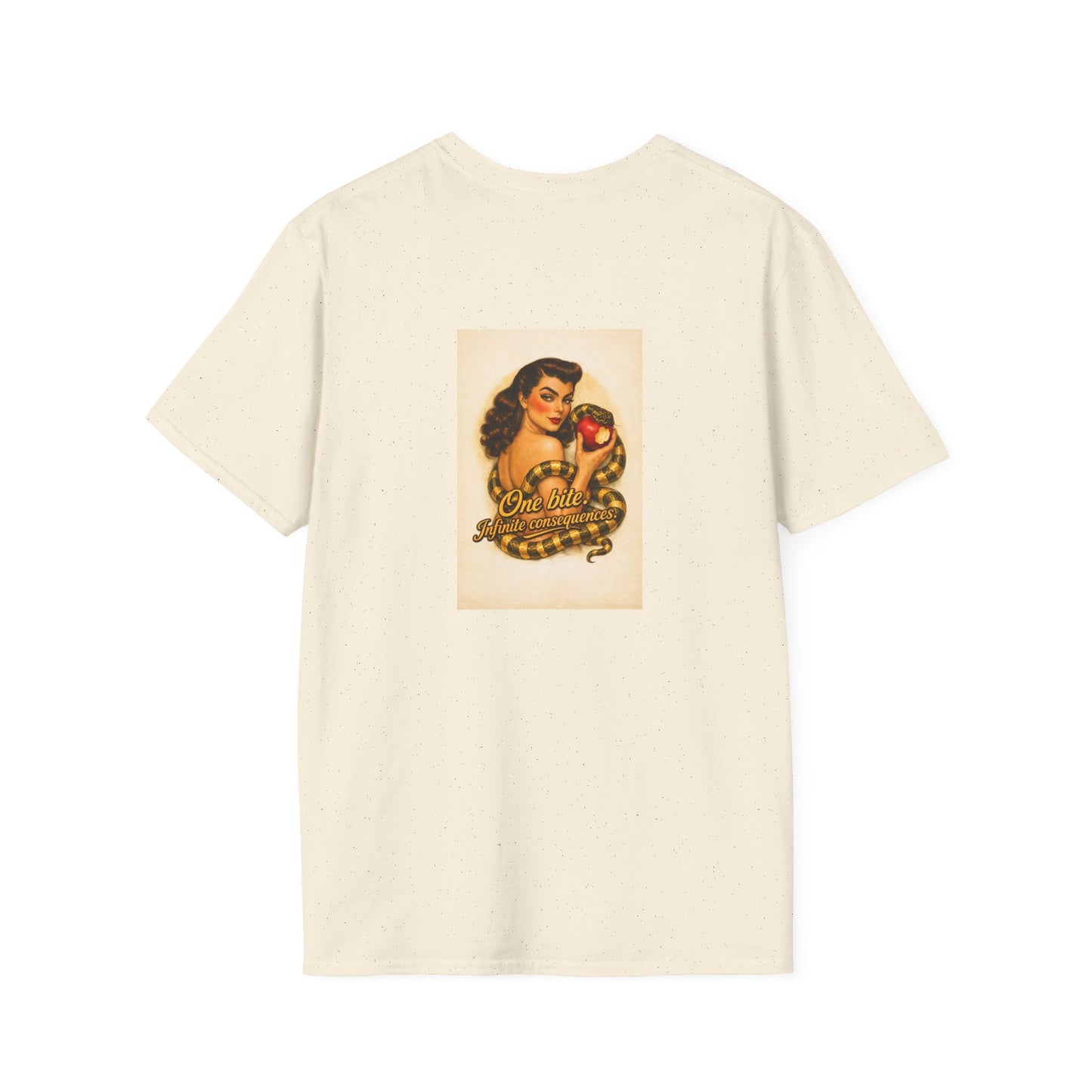 Pinup Girl Tattoo Tee — Retro 'No Bite' Apple Design