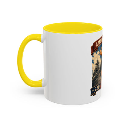 Coffee Mug — "American Women: 250 Years of Big Guns" Vintage Pin-Up Navy Design