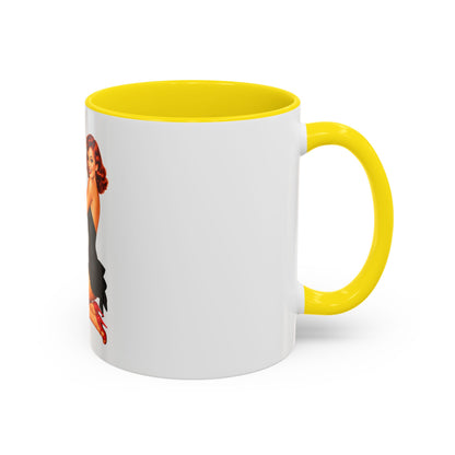 Pinup Bombshell Accent Coffee Mug — Retro 'BANG' Pin-Up Design