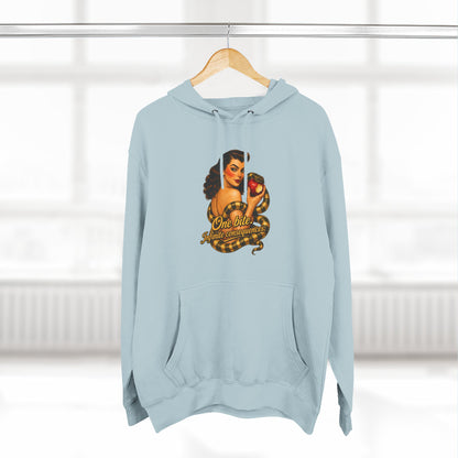 Vintage Pinup Hoodie - "One Bite and You’re Mine" Retro Tattoo Design
