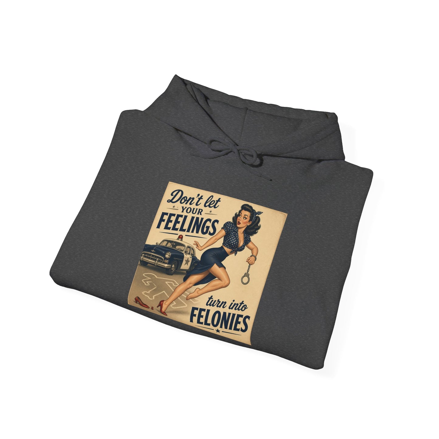 Retro Pin-Up 'Don't Let Your Feelings Become Felonies' Hoodie
