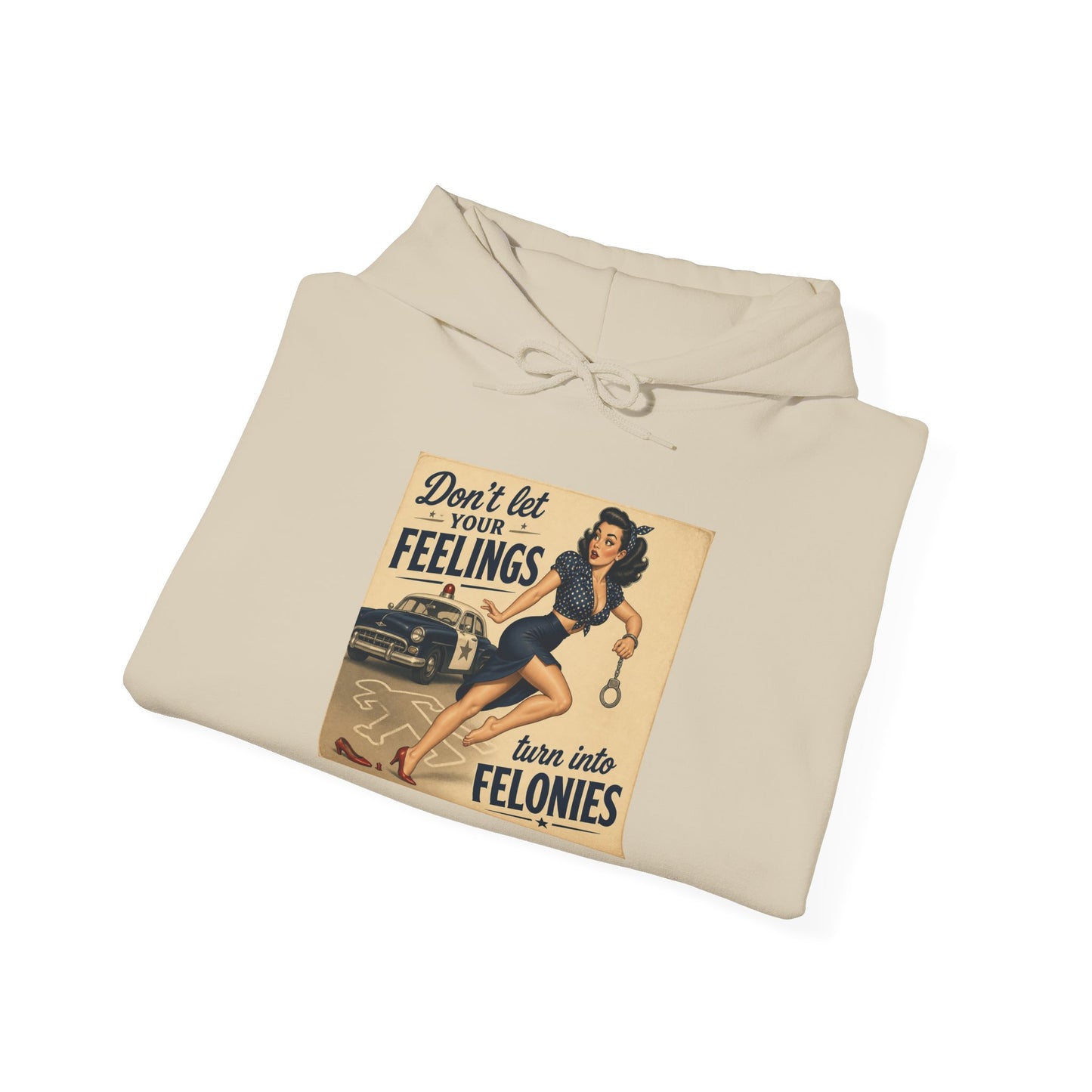 Retro Pin-Up 'Don't Let Your Feelings Become Felonies' Hoodie