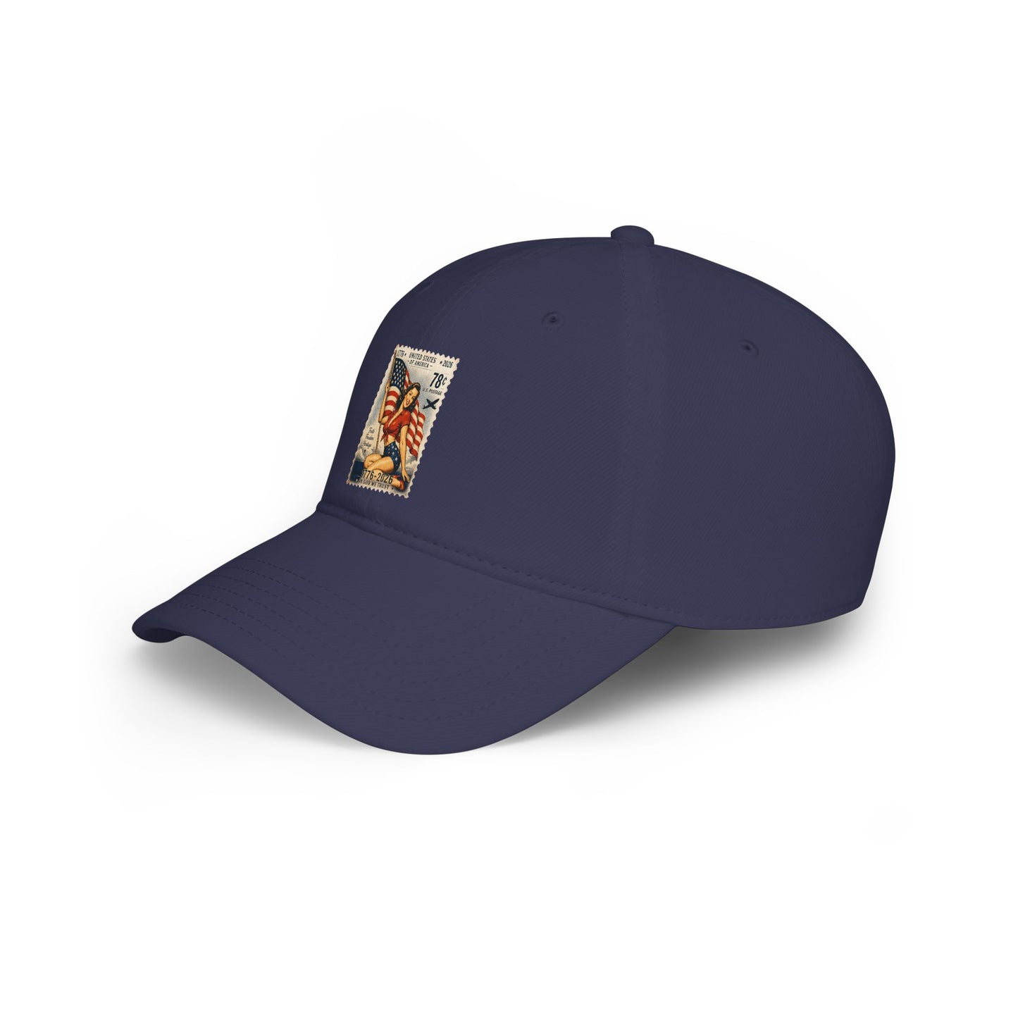 Vintage American Flag Stamp Low Profile Baseball Cap