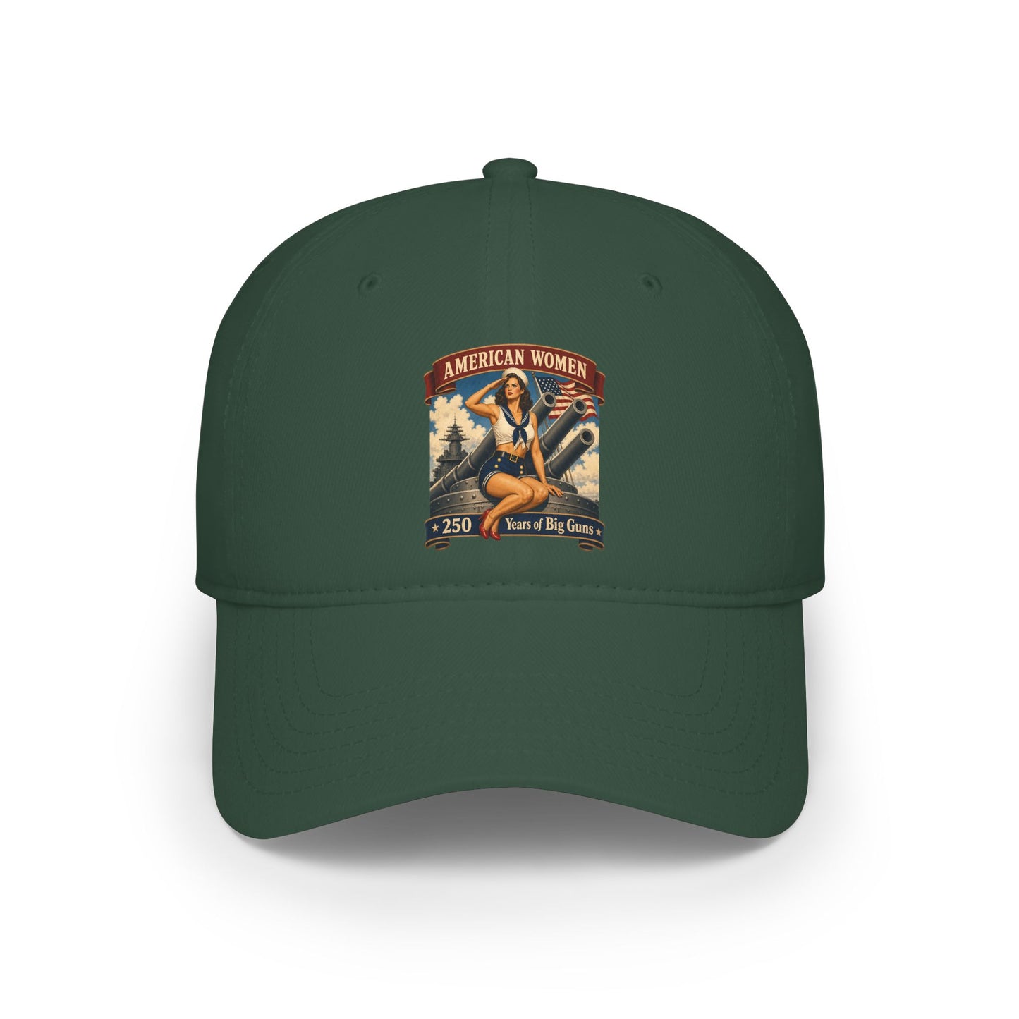 Low Profile Baseball Cap — "American Women" Vintage Pin-Up Patch