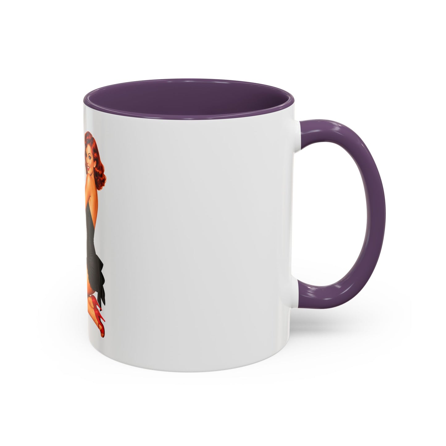 Pinup Bombshell Accent Coffee Mug — Retro 'BANG' Pin-Up Design