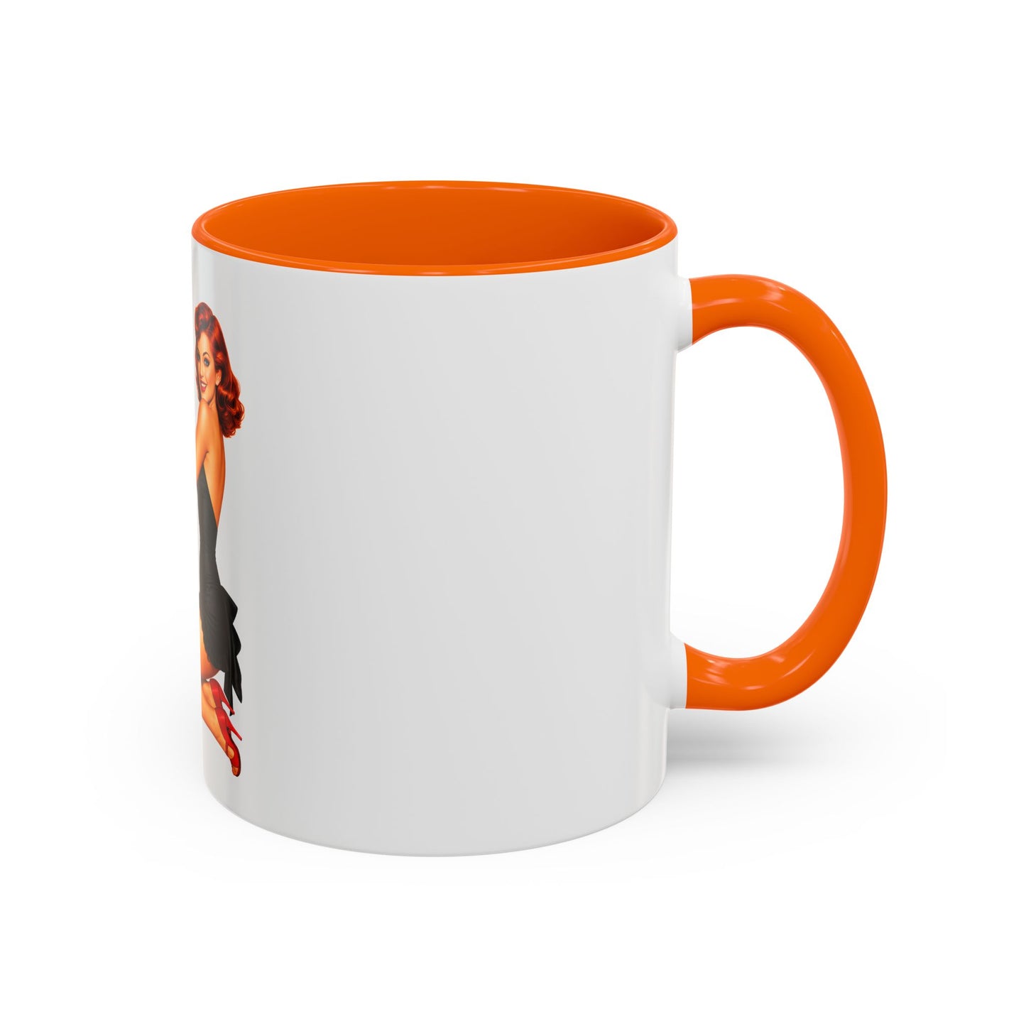 Pinup Bombshell Accent Coffee Mug — Retro 'BANG' Pin-Up Design