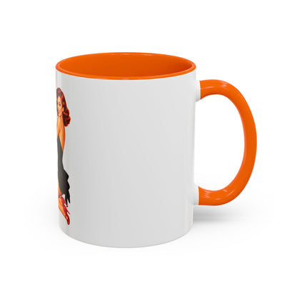 Pinup Bombshell Accent Coffee Mug — Retro 'BANG' Pin-Up Design