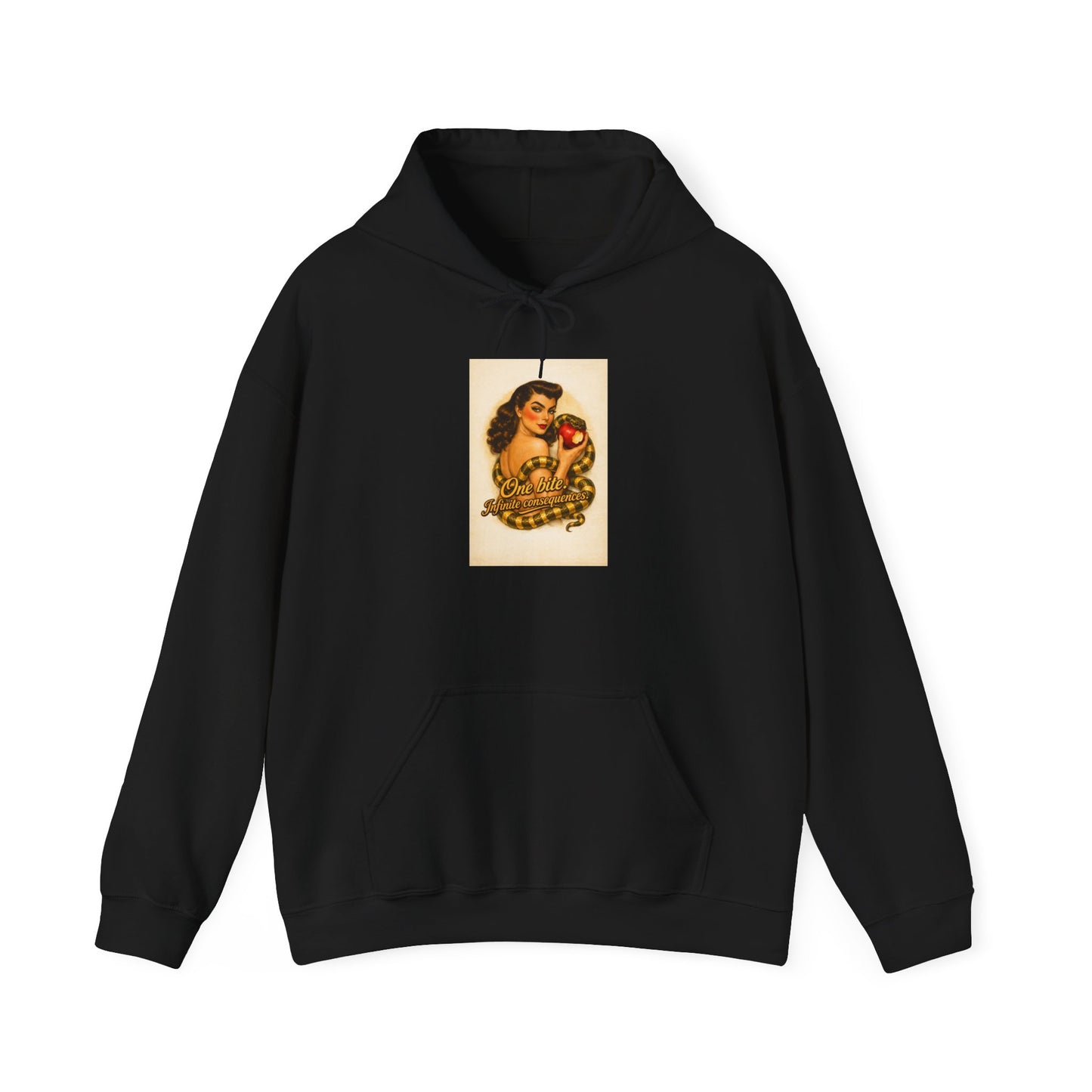 Vintage Pin-Up Apple Hoodie — Retro Tattoo Girl Graphic Sweatshirt
