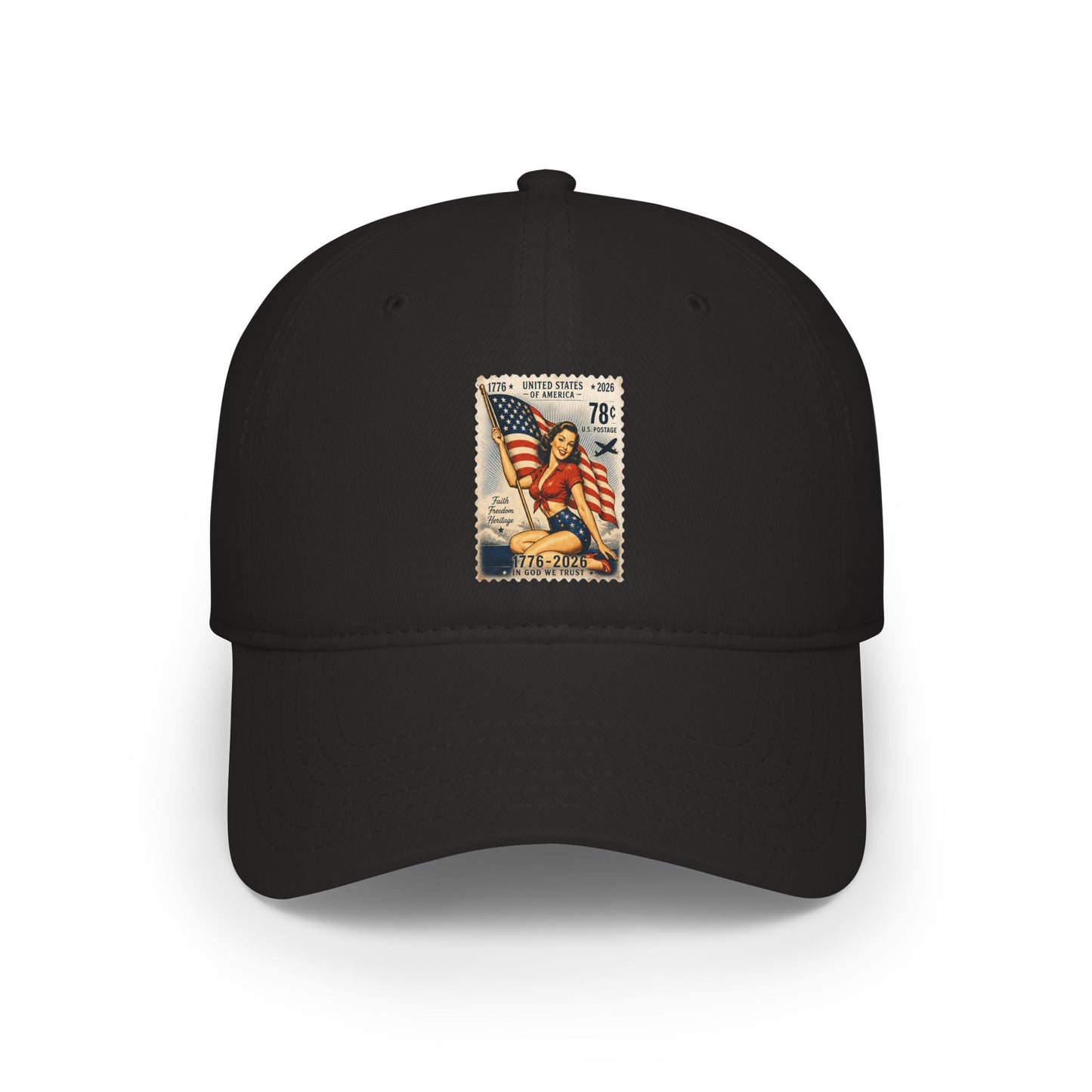 Vintage American Flag Stamp Low Profile Baseball Cap