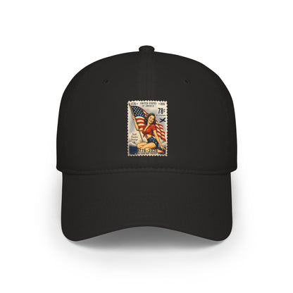 Vintage American Flag Stamp Low Profile Baseball Cap
