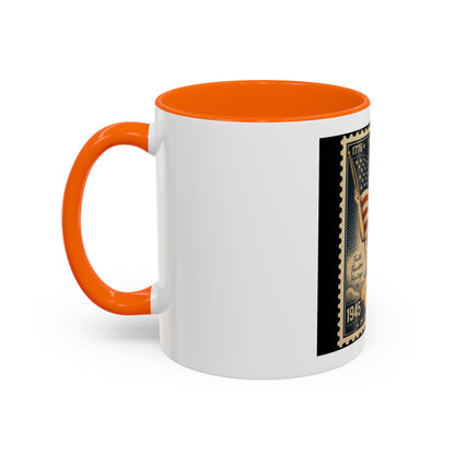 Vintage American Pin-Up Stamp Coffee Mug — Patriotic 1945 “In God We Trust” Accent Mug