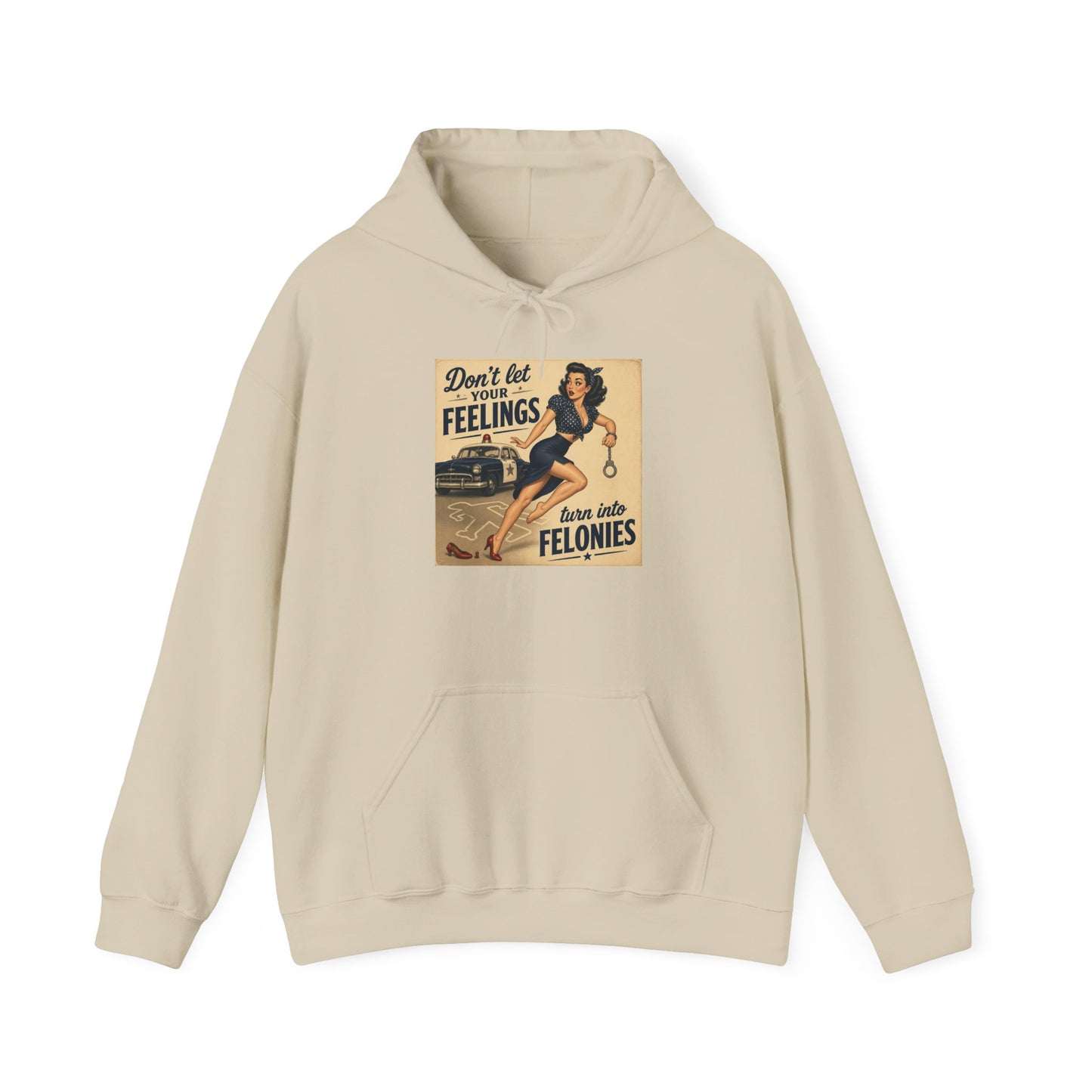 Retro Pin-Up 'Don't Let Your Feelings Become Felonies' Hoodie