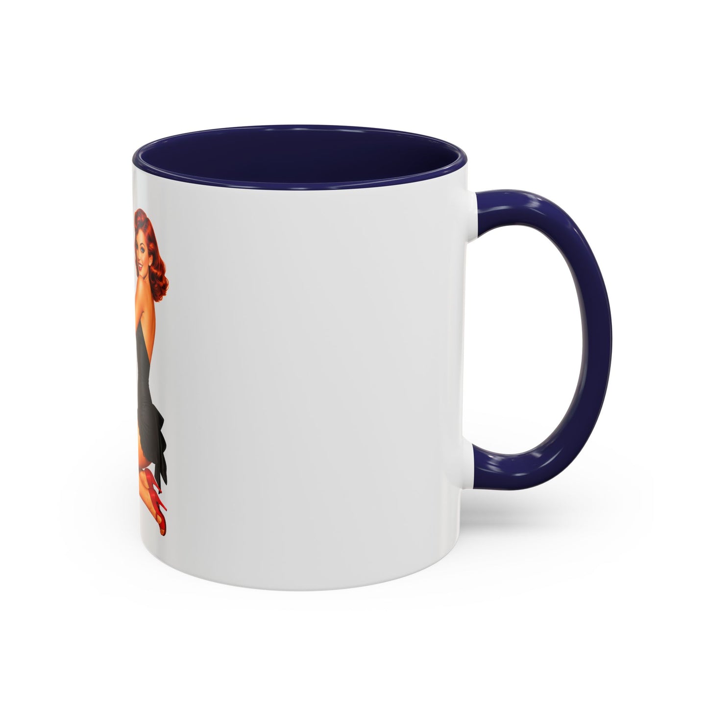Pinup Bombshell Accent Coffee Mug — Retro 'BANG' Pin-Up Design