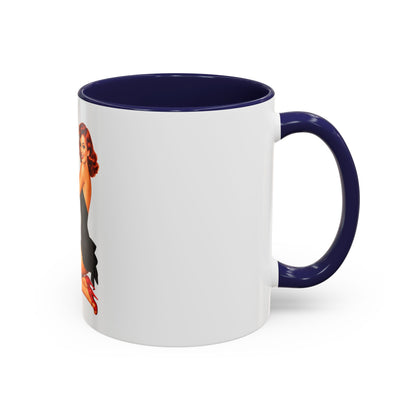 Pinup Bombshell Accent Coffee Mug — Retro 'BANG' Pin-Up Design