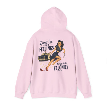 "Don't Let Your Feelings Turn Into Felonies" Retro Pin-Up Hoodie