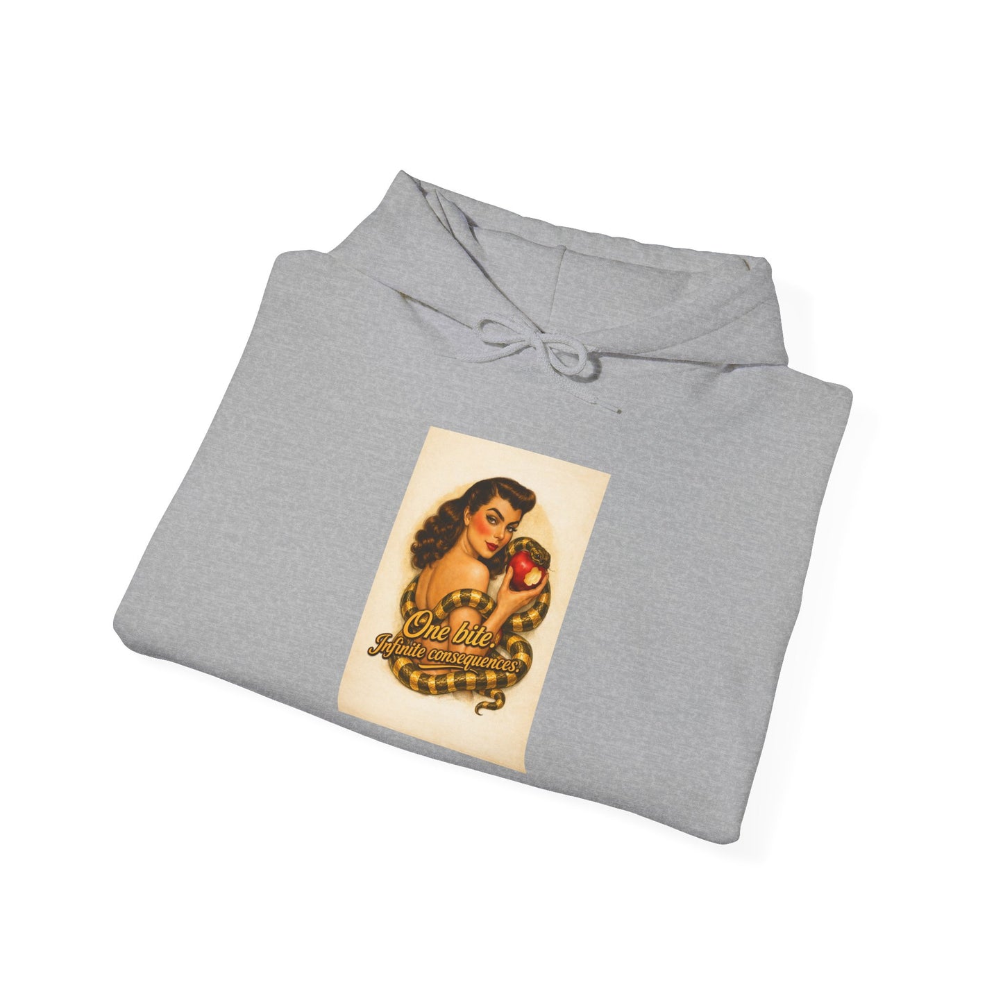 Vintage Pin-Up Apple Hoodie — Retro Tattoo Girl Graphic Sweatshirt