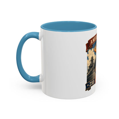 Coffee Mug — "American Women: 250 Years of Big Guns" Vintage Pin-Up Navy Design