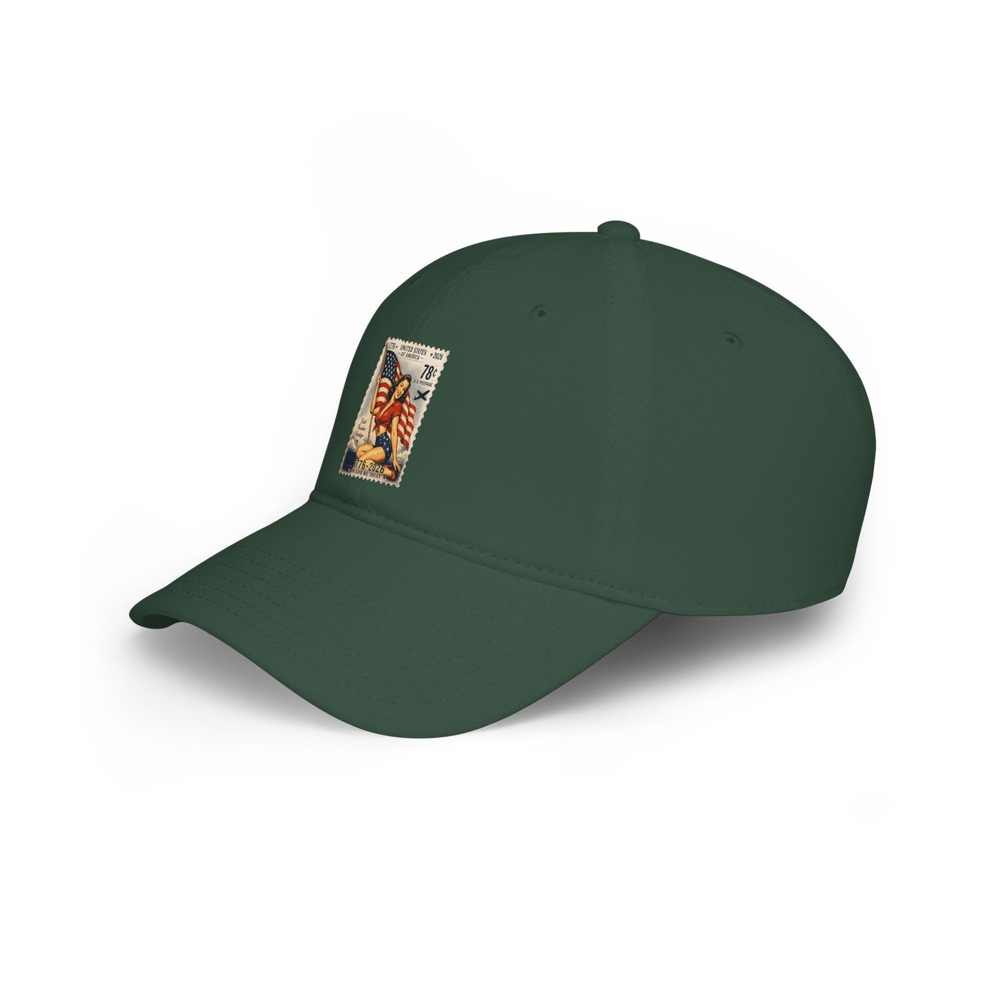 Vintage American Flag Stamp Low Profile Baseball Cap