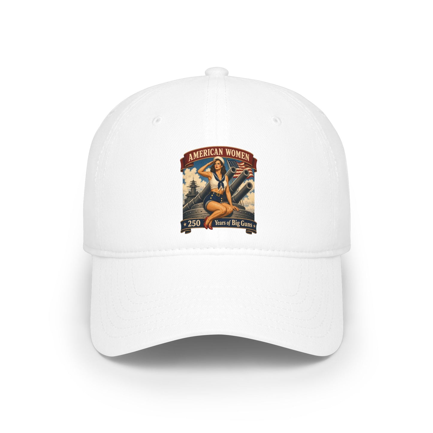 Low Profile Baseball Cap — "American Women" Vintage Pin-Up Patch