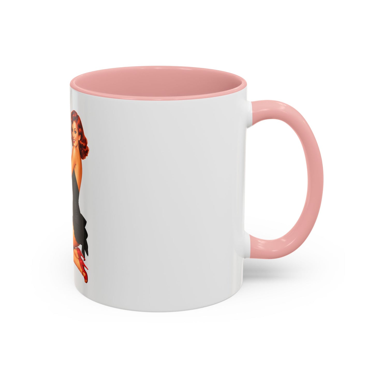 Pinup Bombshell Accent Coffee Mug — Retro 'BANG' Pin-Up Design