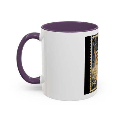 Vintage American Pin-Up Stamp Coffee Mug — Patriotic 1945 “In God We Trust” Accent Mug