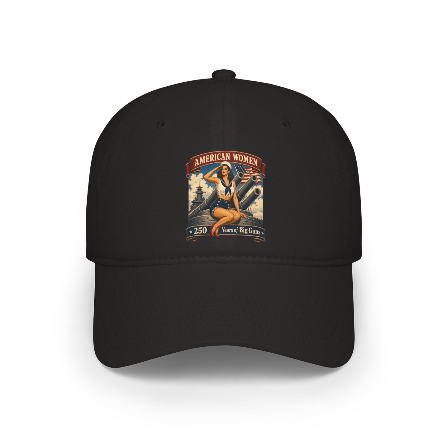 Low Profile Baseball Cap — "American Women" Vintage Pin-Up Patch