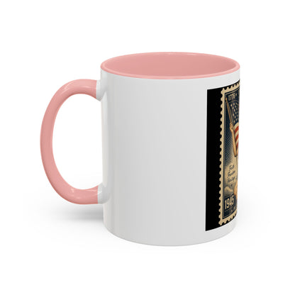 Vintage American Pin-Up Stamp Coffee Mug — Patriotic 1945 “In God We Trust” Accent Mug