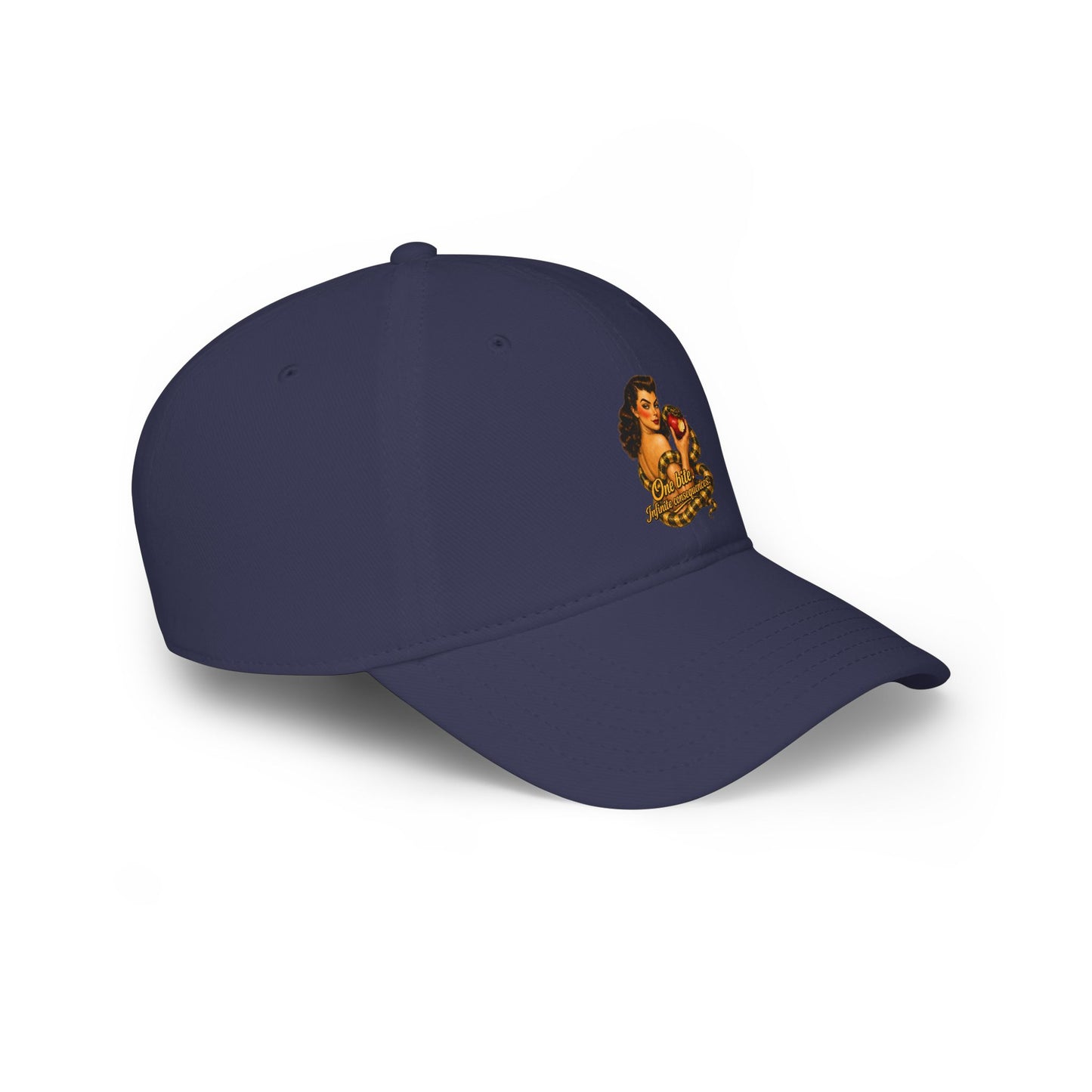 Vintage Pinup Baseball Cap — "One More Kiss" Retro Tattoo Style Low Profile Hat