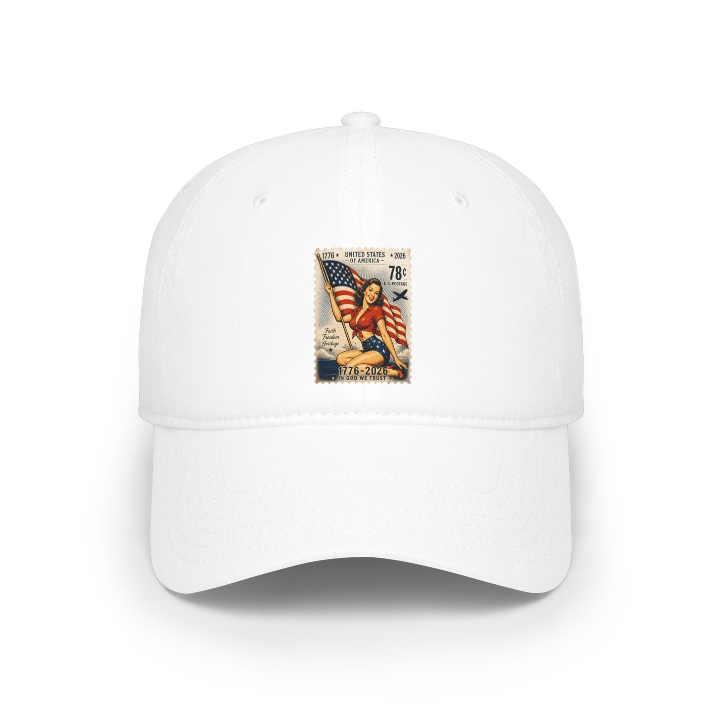 Vintage American Flag Stamp Low Profile Baseball Cap