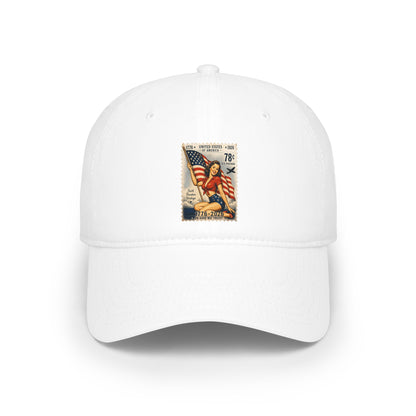 Vintage American Flag Stamp Low Profile Baseball Cap
