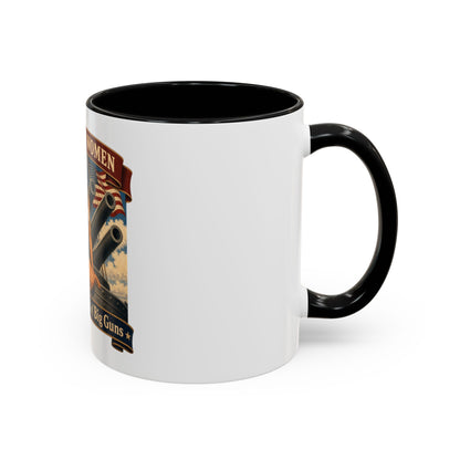 Coffee Mug — "American Women: 250 Years of Big Guns" Vintage Pin-Up Navy Design