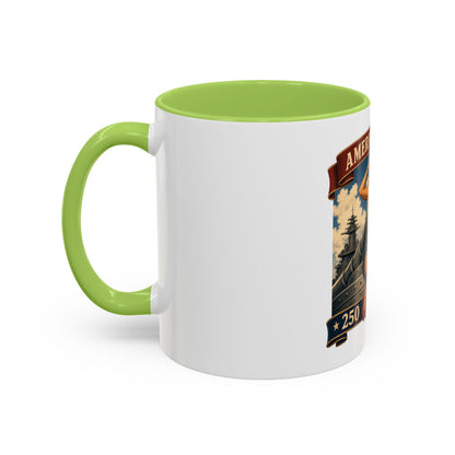 Coffee Mug — "American Women: 250 Years of Big Guns" Vintage Pin-Up Navy Design