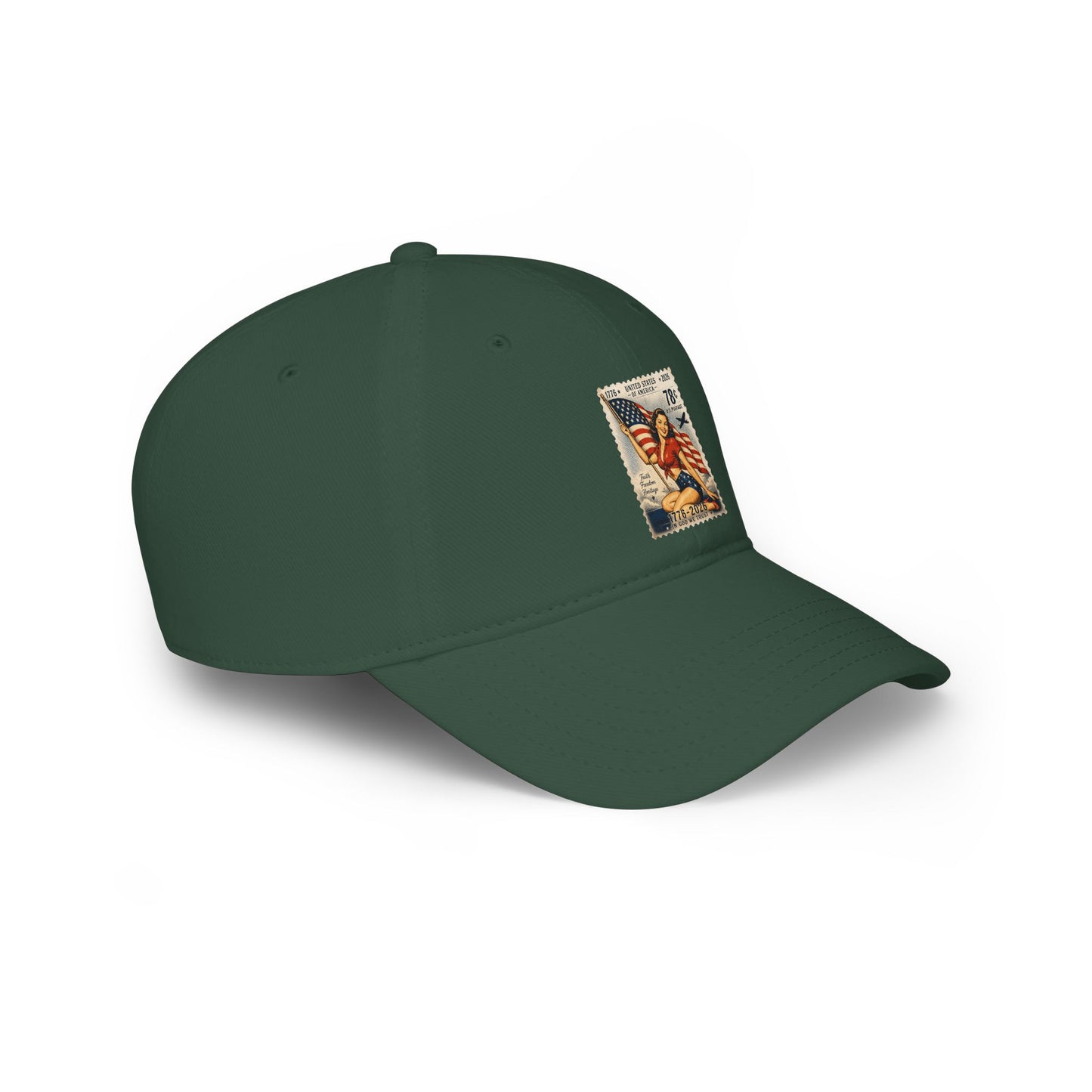Vintage American Flag Stamp Low Profile Baseball Cap