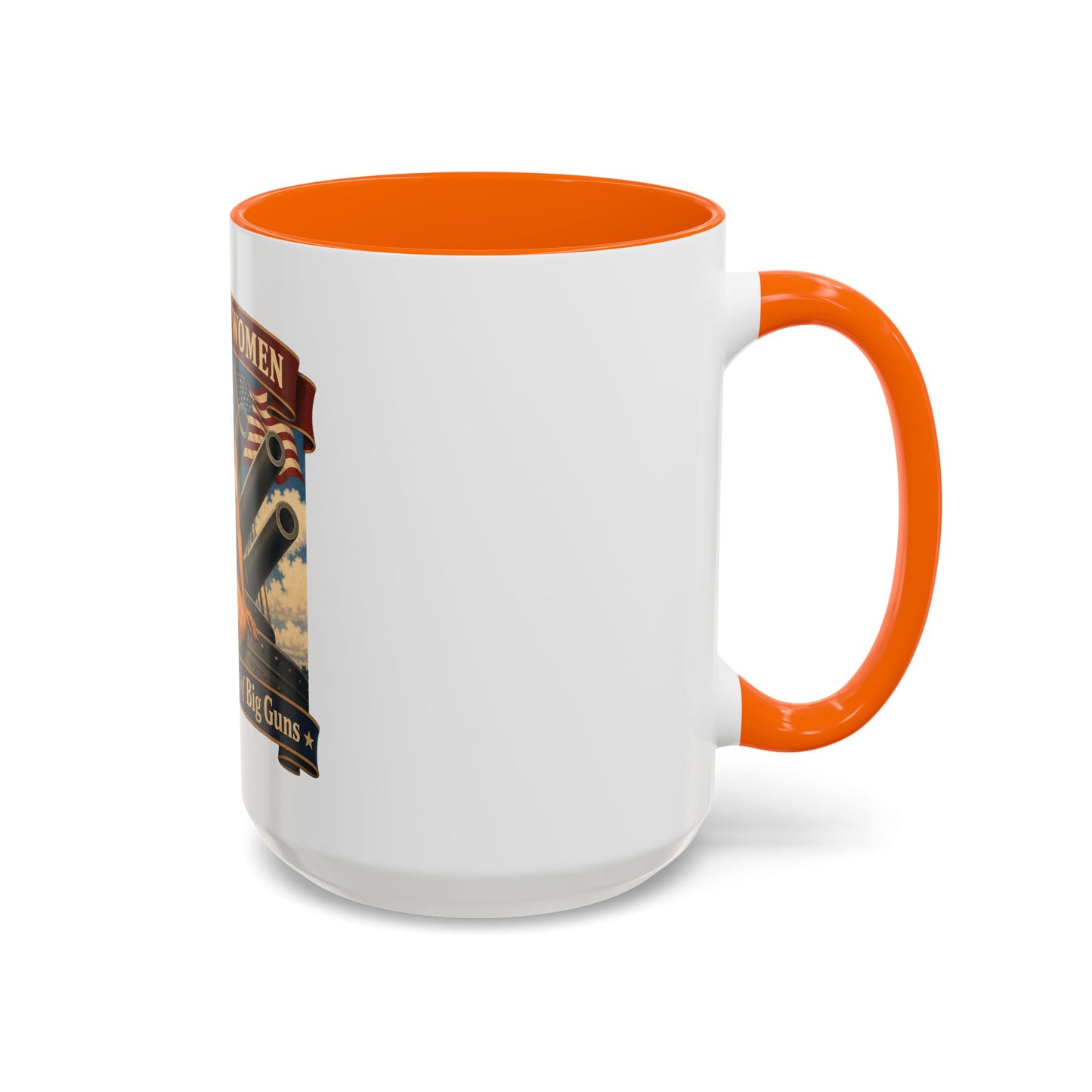 Coffee Mug — "American Women: 250 Years of Big Guns" Vintage Pin-Up Navy Design