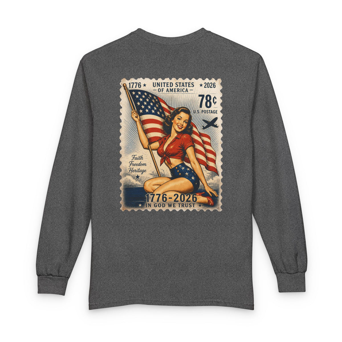 Vintage Pin-Up US Stamp - Long Sleeve T-Shirt