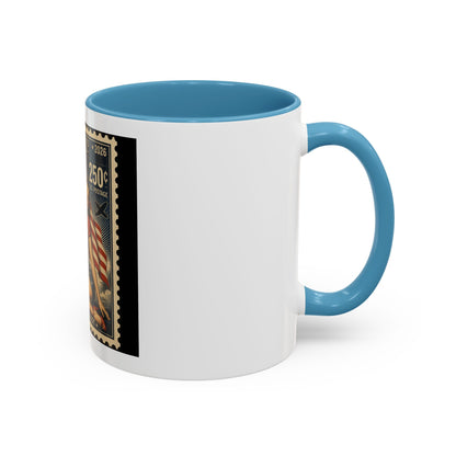 Vintage American Pin-Up Stamp Coffee Mug — Patriotic 1945 “In God We Trust” Accent Mug