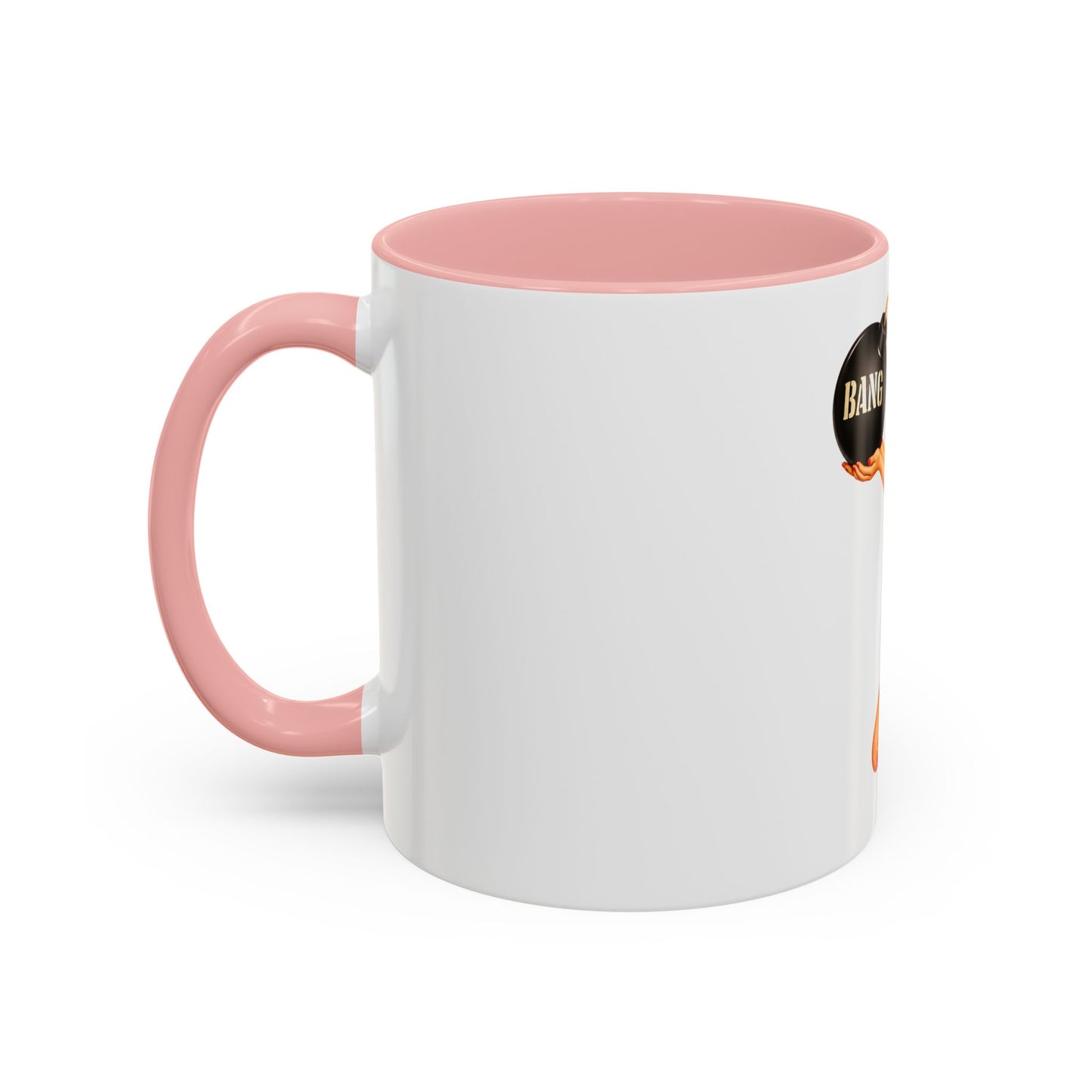Pinup Bombshell Accent Coffee Mug — Retro 'BANG' Pin-Up Design