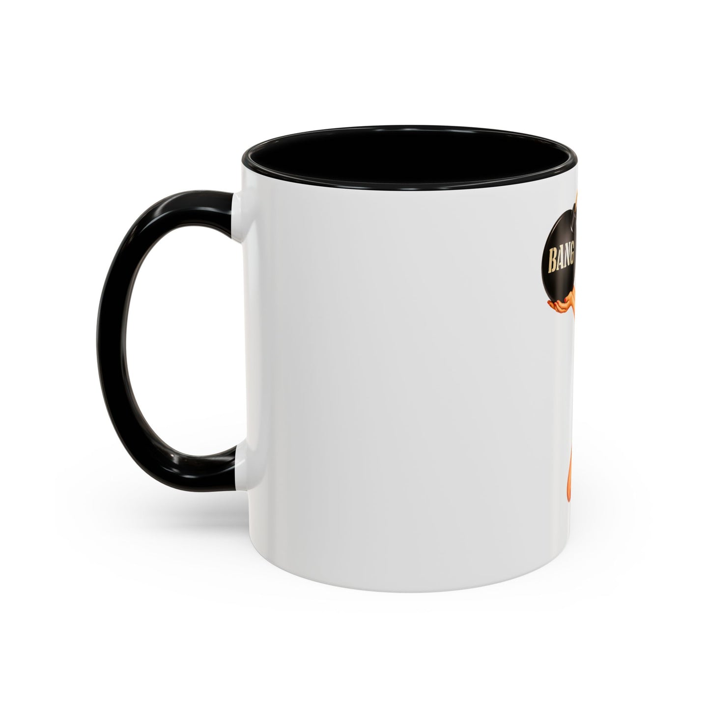 Pinup Bombshell Accent Coffee Mug — Retro 'BANG' Pin-Up Design