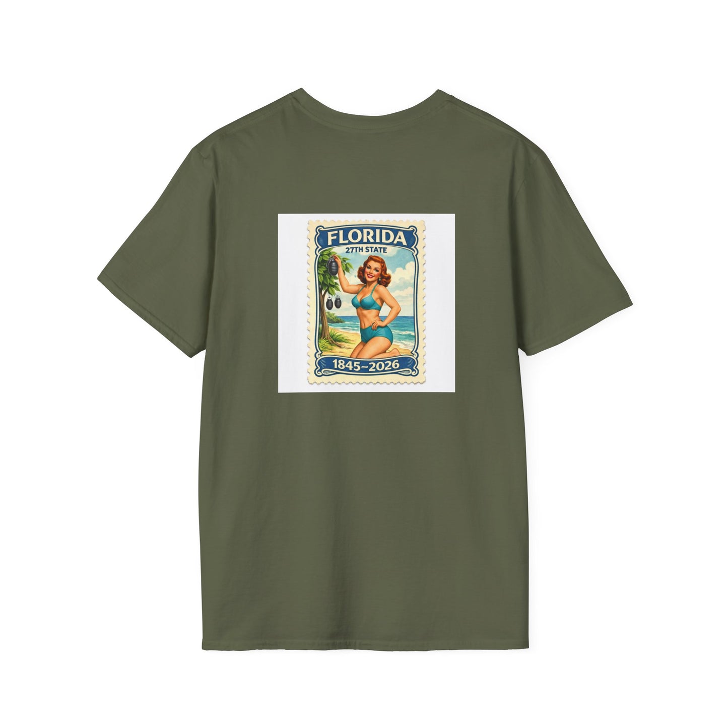 Florida Vintage Pinup T-Shirt — "Florida 27th State" Retro Beach Tee