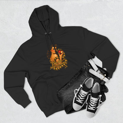 Vintage Pinup Hoodie - "One Bite and You’re Mine" Retro Tattoo Design