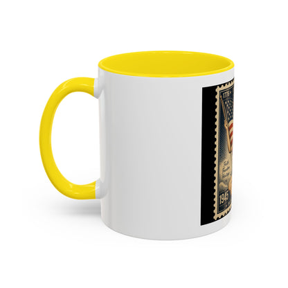 Vintage American Pin-Up Stamp Coffee Mug — Patriotic 1945 “In God We Trust” Accent Mug