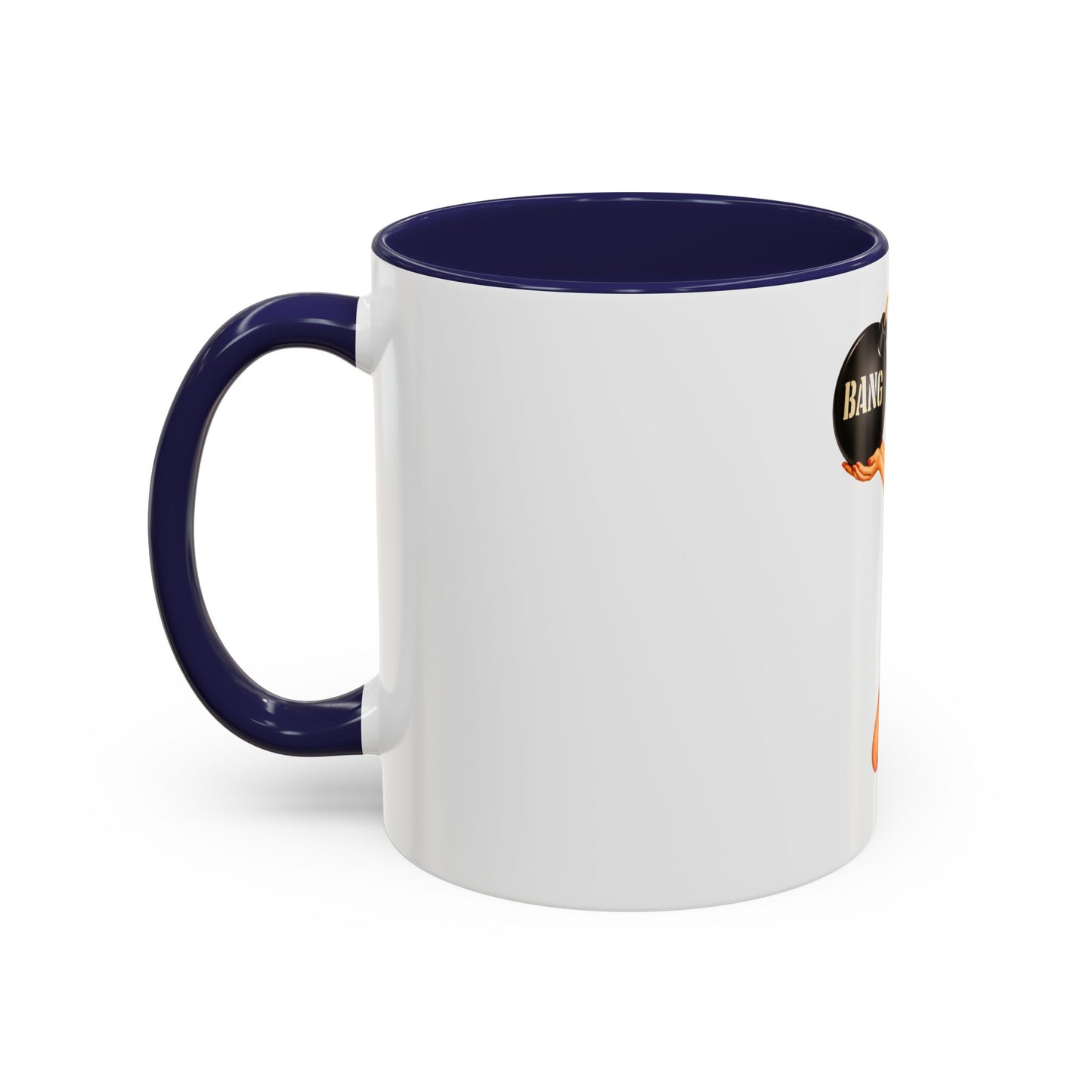 Pinup Bombshell Accent Coffee Mug — Retro 'BANG' Pin-Up Design