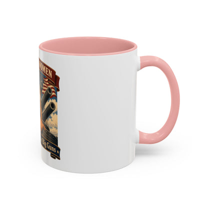 Coffee Mug — "American Women: 250 Years of Big Guns" Vintage Pin-Up Navy Design